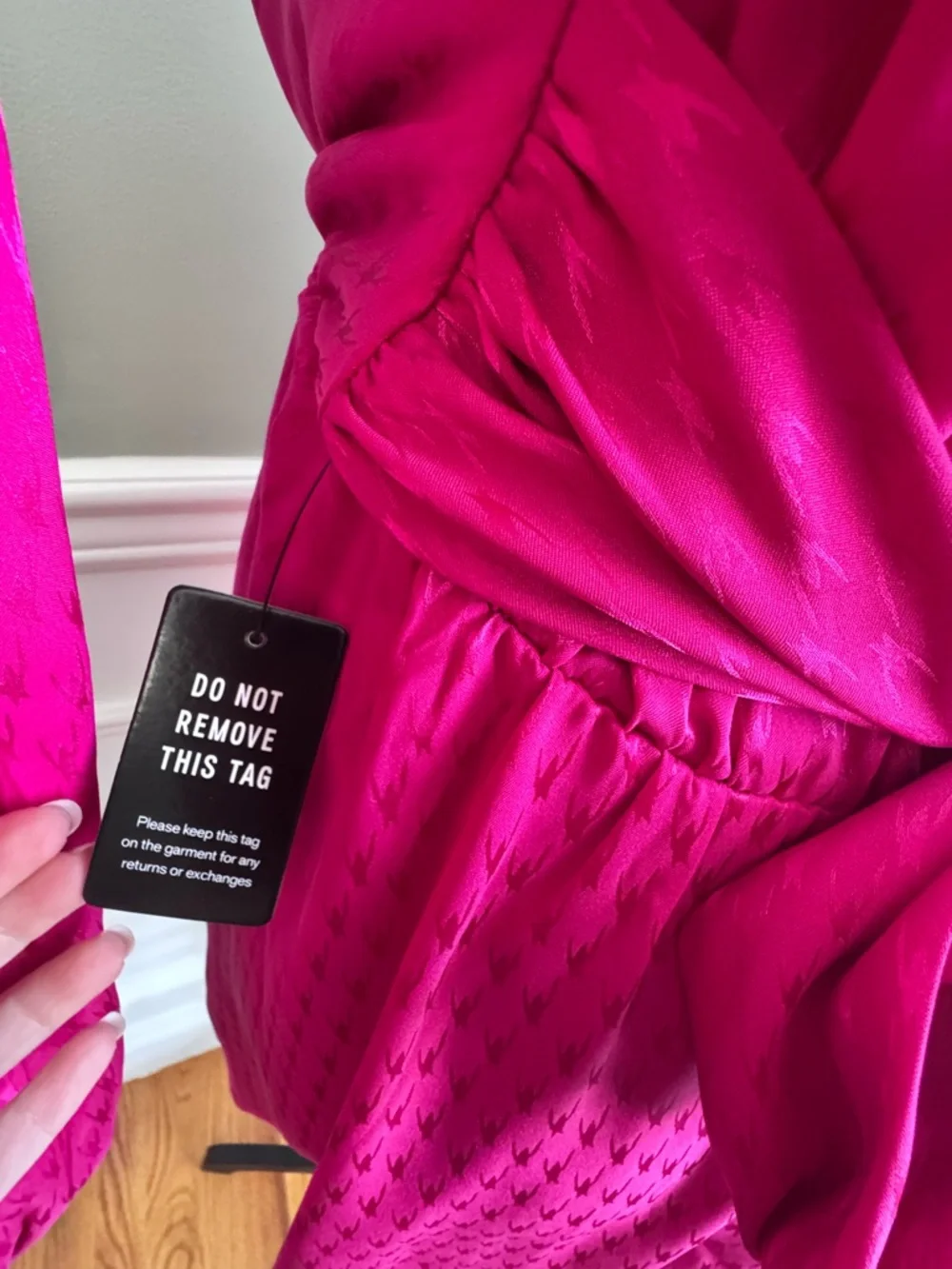 Express Fuchsia Long-Sleeve Wrap Dress - Picture 5 of 5